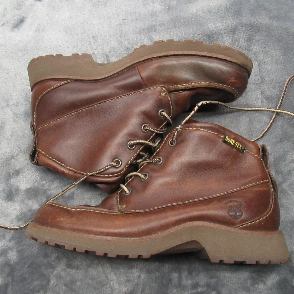 Timberland Men Boots 9M Brown Leather Waterproof Lace Hiking GTX Gore Tex VTG